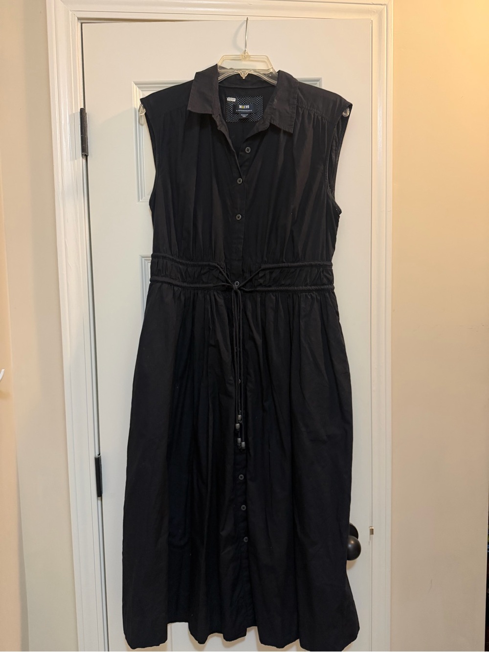 Maeve by Anthropologie Black Sleeveless Button-Front Shirt Dress